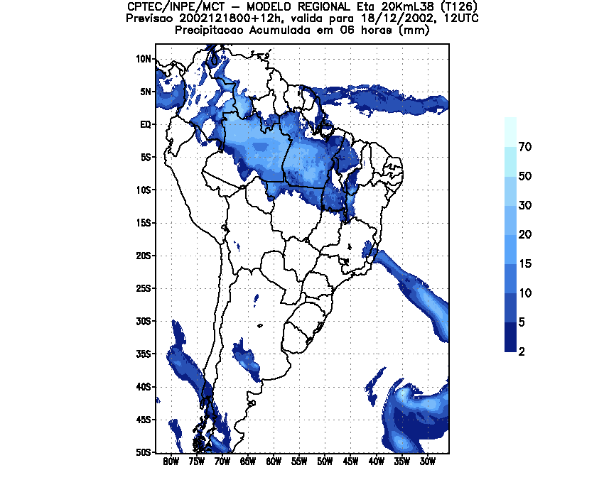 Previsão de chuva - Período 18 a