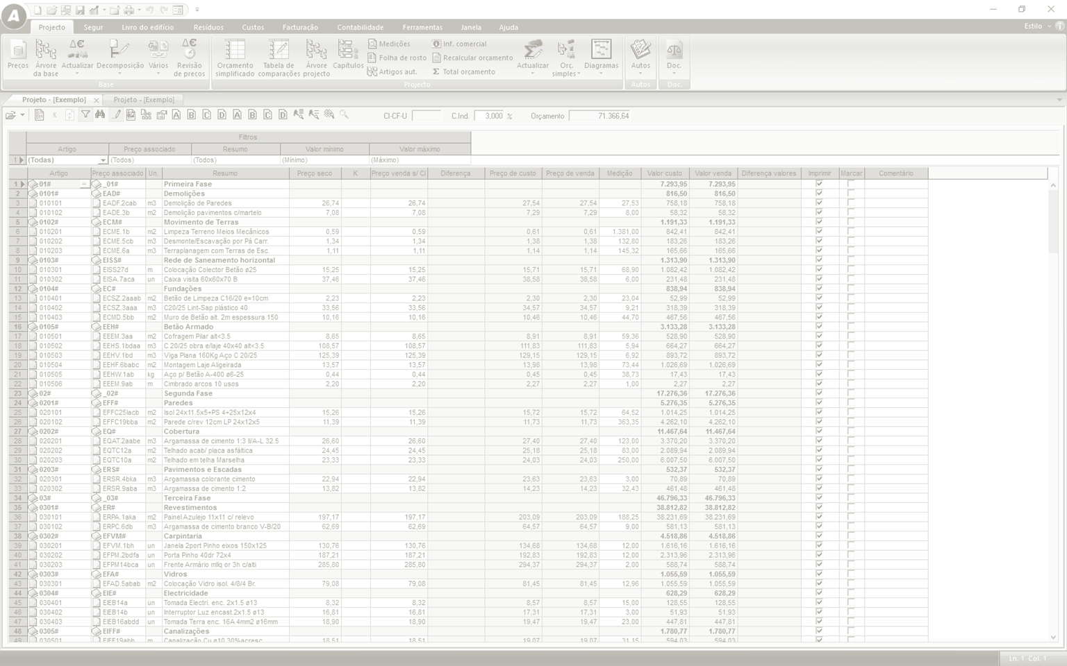 Estandardização dos Orçamentos Função Orçamento simplificado (tipo Excel) Função Orçamento em árvore (informação visual) Registo de preços secos, fatores K, preços de custo e preços de venda