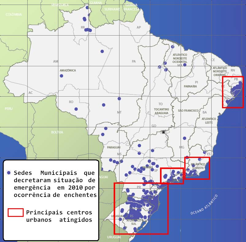 Desafios PREVENÇÃO DE EVENTOS CRÍTICOS Em 2010, diversas RMs foram afetadas por enchentes.