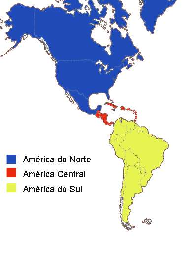 AMÉRICA DO NORTE Constituída por três países; AMÉRICA CENTRAL Constituída por (7 países