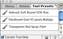 Paleta Tool Presets / Predefinições para Ferramentas Nesta paleta podem guardar-se predefinições para ferramentas que pode usar posteriormente.