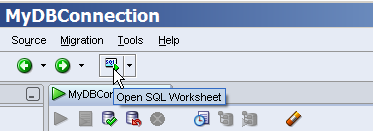 Usando a planilha SQL Use a planilha SQL para inserir e executar instruções SQL, PL/SQL e SQL *Plus.