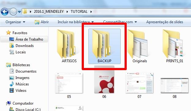 1. Crie uma pasta em seu computador intitulada BACKUP.