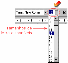 Figura 19 Janela para formatar tipo de letra Tamanho da letra O tamanho da letra pode ser modificado a partir da barra de ferramentas Formatação ou utilizando a janela Tipo de letra (disponível no