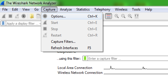 CASO 1 - Configurando o Wireshark Em seguida, deve-se