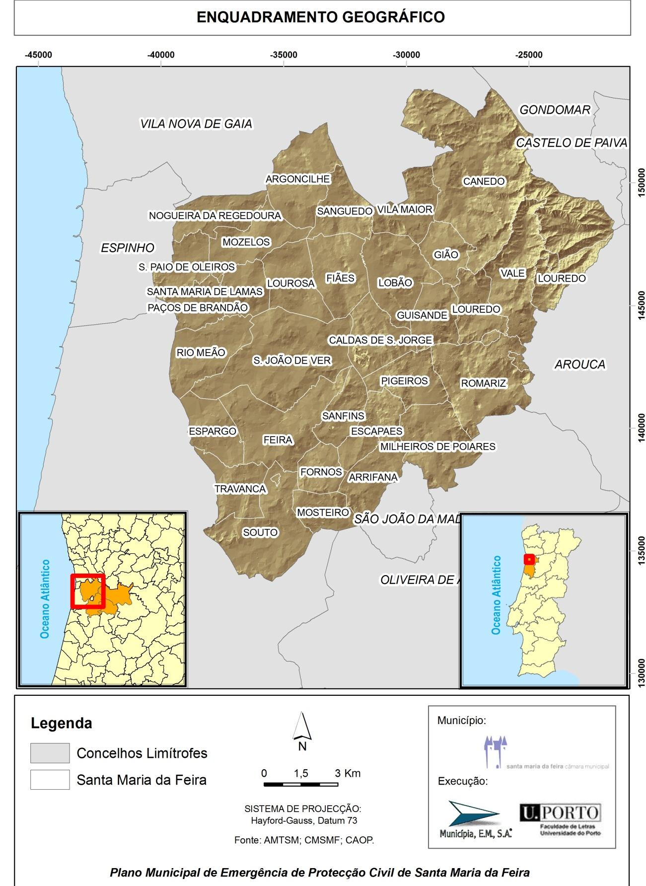 Mapa 1 Enquadramento geográfico do concelho de Santa Maria da Feira.
