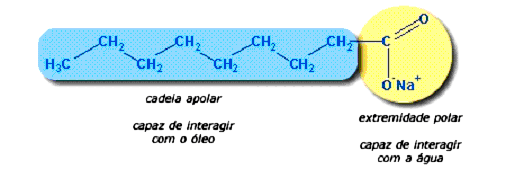 R 1 R 2 R 3 Triacil glicerol (óleo ou gordura) + 3 água + R - Na + 1 Na + - + R - Na + 2 + R - Na + 3 Sais de