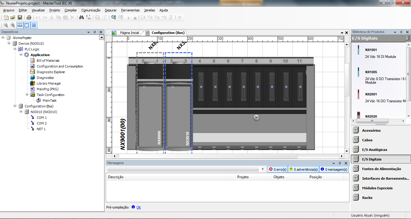 Criação de programa O MasterTool irá executar a rotina para iniciar o Programa.