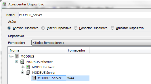 Configurando a Relação MODBUS Basta clicar na guia MODBUS Server e