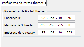 Configurando a Porta de Comunicação Nesta janela é configuado o IP da porta de comunicação.