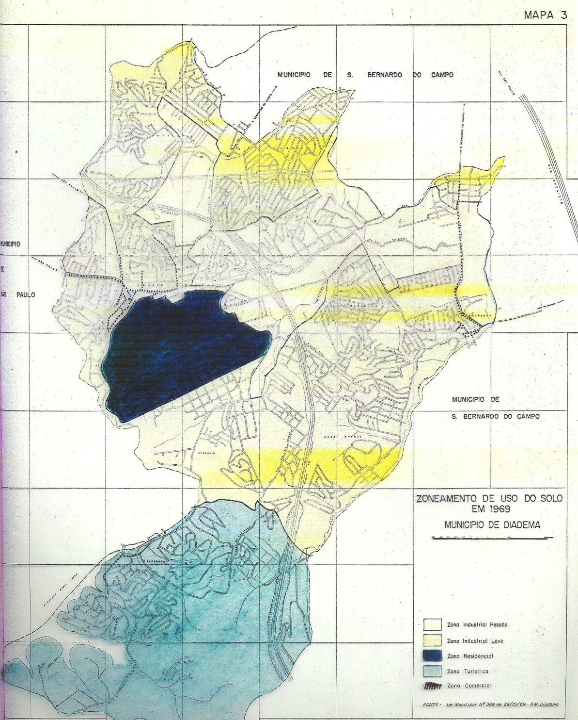 EXEMPLO 3: DIADEMA Lei de Zoneamento de Diadema (Lei 369/69): definiu 20% território como residencial e mais de 50% como Industrial.