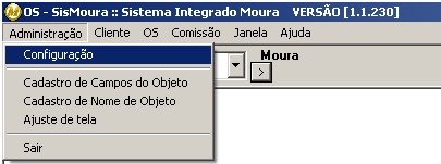 Configuração No módulo OS, clique no menu Administração e