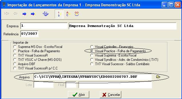 Exportação Batch A exportação Batch é utilizada para exportar os dados da folha de pagamento com um arquivo intermediário de exportação e importação.