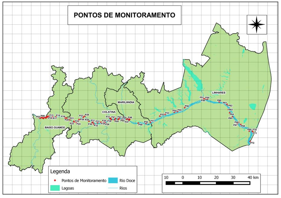 Figura 25 Distribuição dos Pontos de Monitoramento.