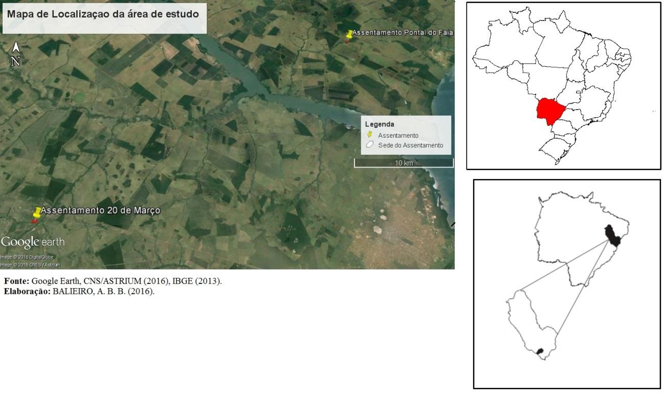Figura 02: Mapa de Localização dos Assentamentos 20 de Março e Pontal do Faia.