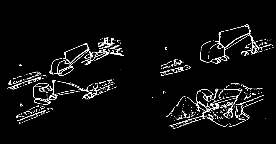 22 Figura 32 - Abertura de valas com retroescavadeiras: (a) trechos retilíneos; (b) trechos curvilíneos (fonte: Nichols).