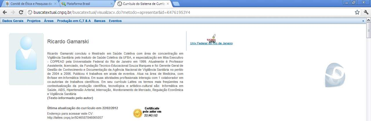 2) 2) Depois da leitura do texto, clicar no botão que dará acesso a etapa seguinte representada pela figura apresentada a seguir:apacadast 3) ro pessoal do Pesquisador Informar a Nacionalidade Se for