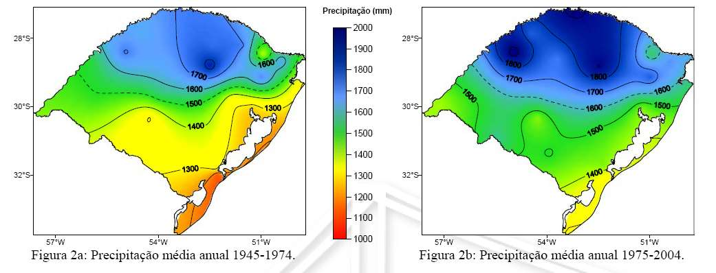 Padrões projetados na mudança da precipitação Global IPCC 2007 Aumento de 8% na precipitação no RS Estação Desvio