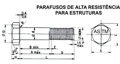 . CARACTERÍSTICAS DOS CONECTORES METÁLICOS - PARAFUSOS PARAFUSOS DE ALTA RESISTÊNCIA - São fabricados com aços tratados termicamente; - Estes parafusos trabalham através do esforço de protensão; -