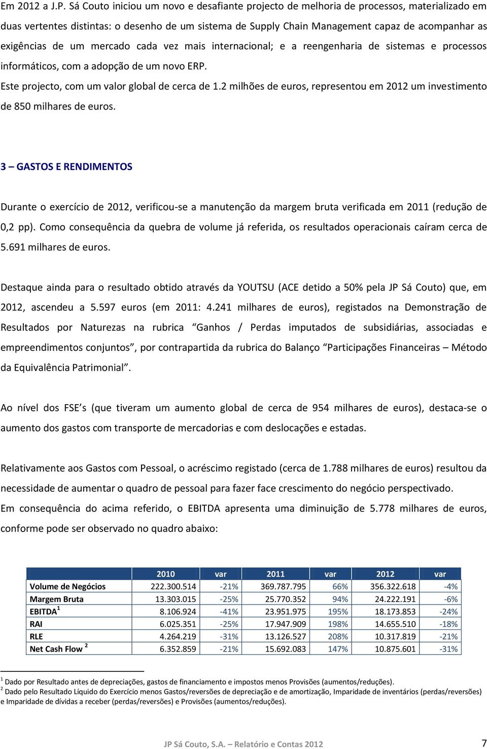 exigências de um mercado cada vez mais internacional; e a reengenharia de sistemas e processos informáticos, com a adopção de um novo ERP. Este projecto, com um valor global de cerca de 1.