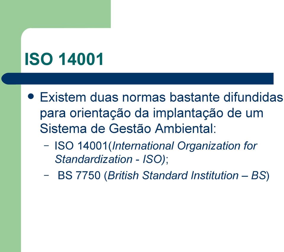Ambiental: ISO 14001(International Organization for