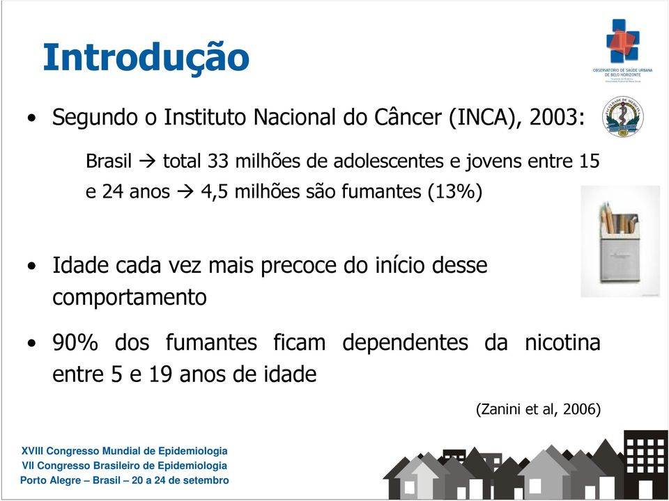 fumantes (13%) Idade cada vez mais precoce do início desse comportamento 90%