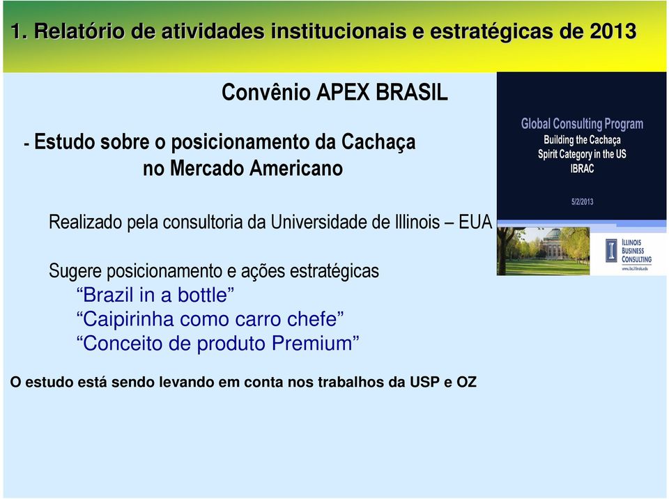 de lllinois EUA Sugere posicionamento e ações estratégicas Brazil in a bottle Caipirinha