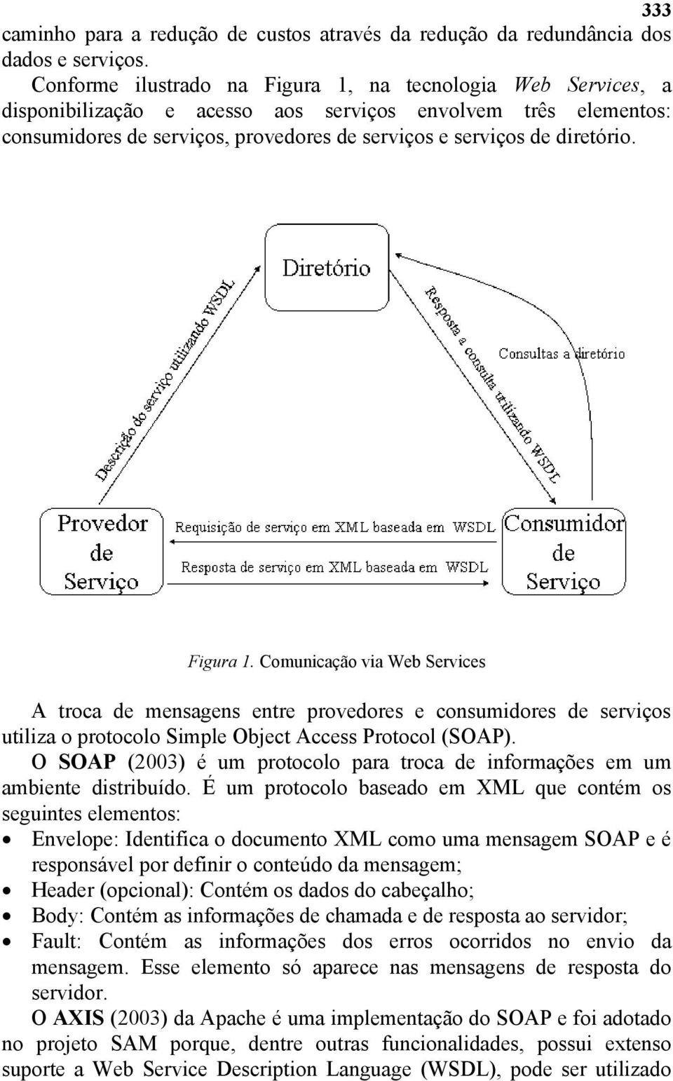 Figura 1. Comunicação via Web Services A troca de mensagens entre provedores e consumidores de serviços utiliza o protocolo Simple Object Access Protocol (SOAP).