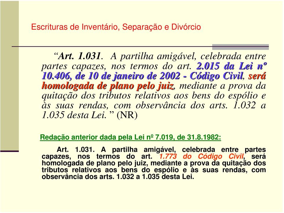 rendas, com observância dos arts. 1.032 a 1.035 desta Lei. (NR) Redação anterior dada pela Lei nº 7.019, de 31.8.1982: Art. 1.031.