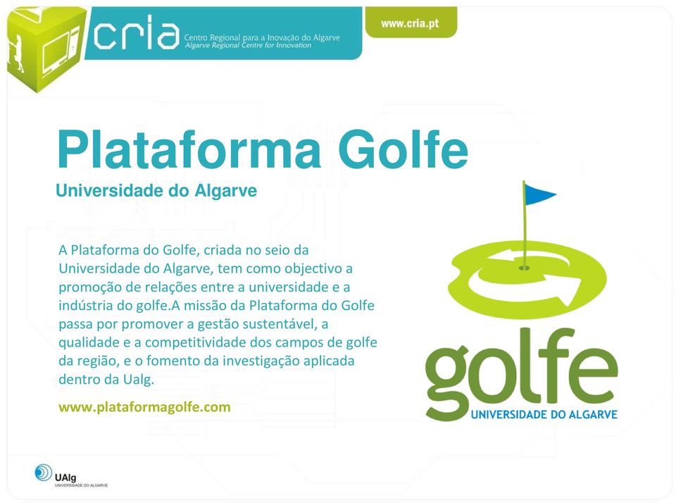 a missão da Plataforma do Golfe passa por promover a gestão sustentável, a qualidade e a