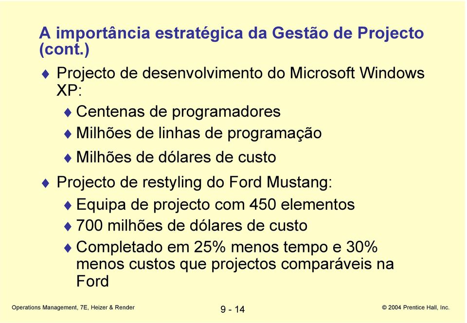 linhas de programação Milhões de dólares de custo Projecto de restyling do Ford Mustang: Equipa