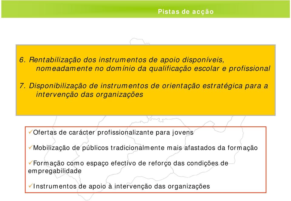 Disponibilização de instrumentos de orientação estratégica para a intervenção das organizações Ofertas de carácter