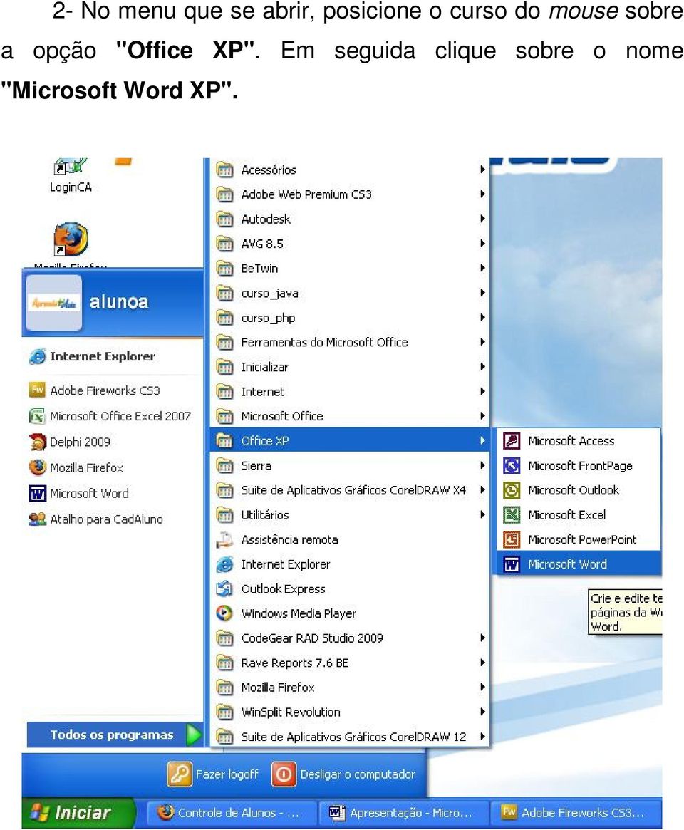 a opção "Office XP".