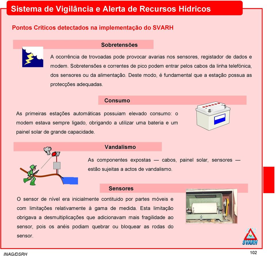 Sobretensões As primeiras estações automáticas possuiam elevado consumo: o modem estava sempre ligado, obrigando a utilizar uma bateria e um painel solar de grande capacidade.