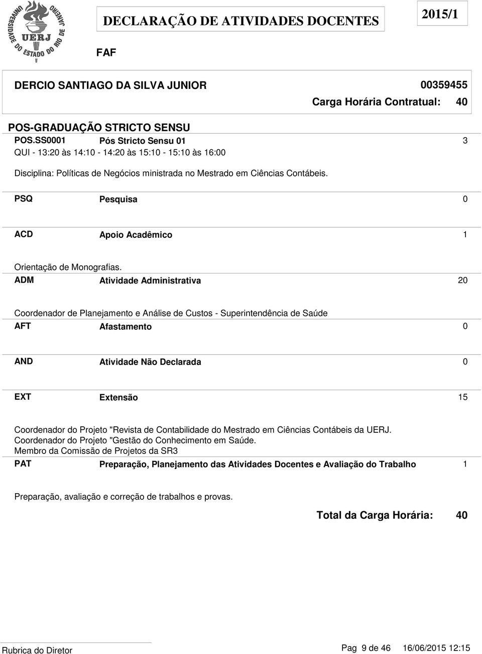 PSQ Pesquisa 0 ACD Apoio Acadêmico 1 Orientação de Monografias.