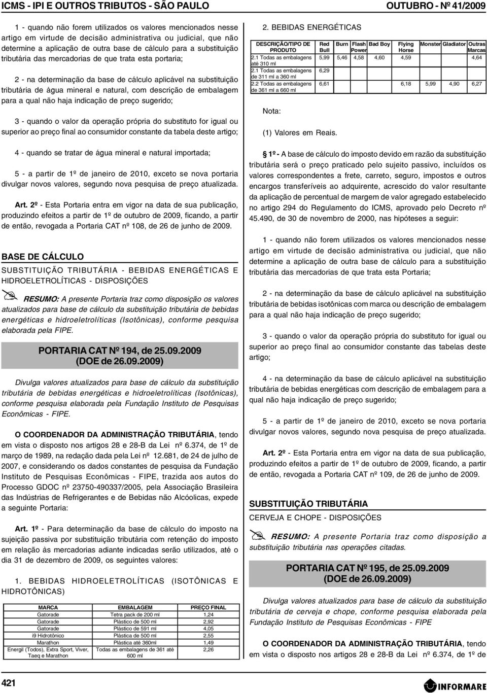 descrição de embalagem para a qual não haja indicação de preço sugerido; 3 - quando o valor da operação própria do substituto for igual ou superior ao preço final ao consumidor constante da tabela