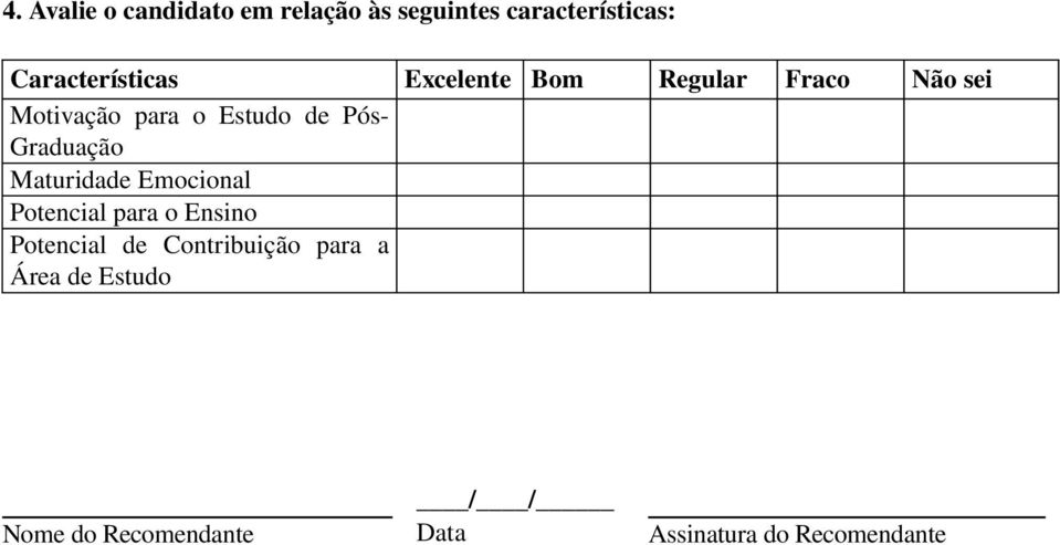 de Pós Graduação Maturidade Emocional Potencial para o Ensino Potencial de