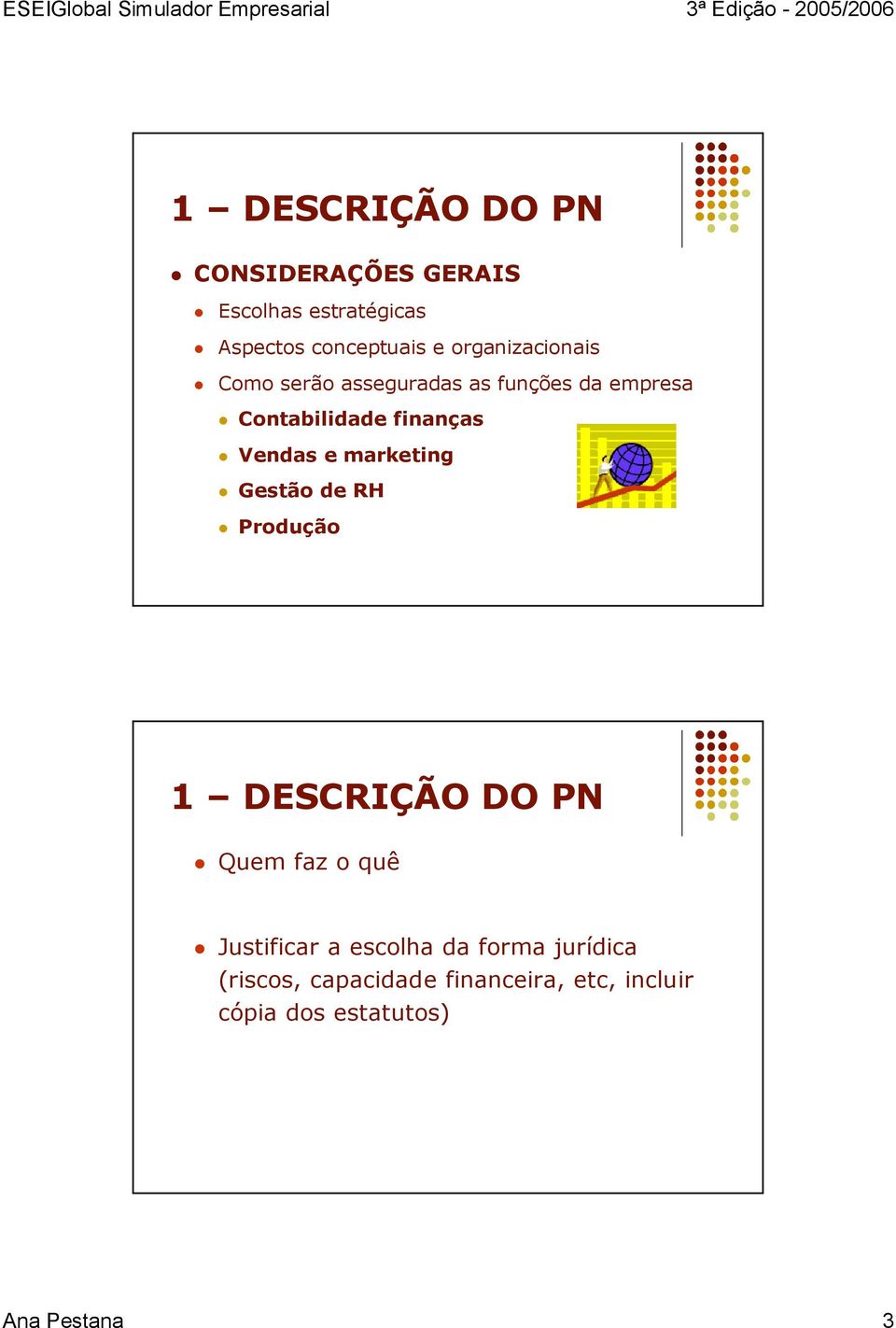 Vendas e marketing Gestão de RH Produção 1 DESCRIÇÃO DO PN Quem faz o quê Justificar a