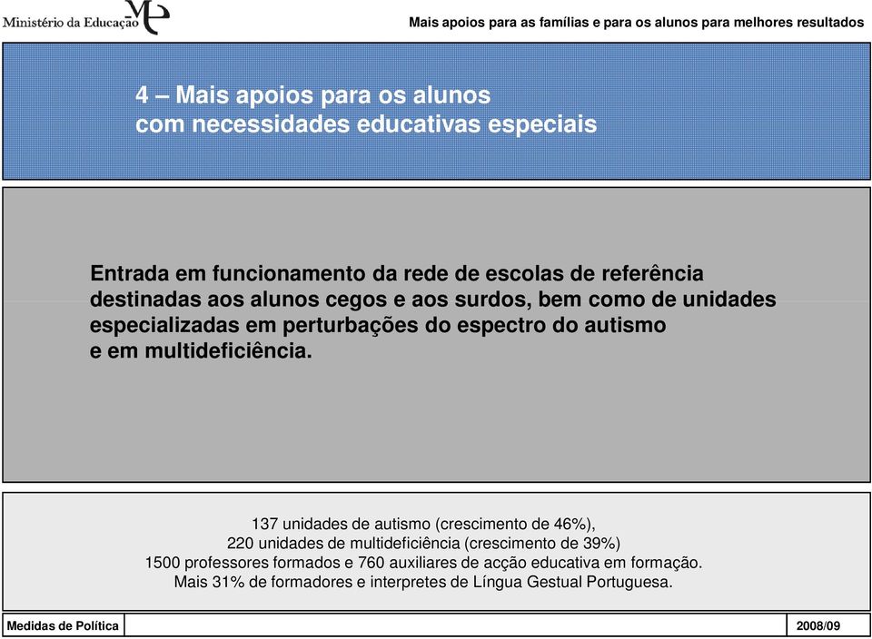 perturbações do espectro do autismo e em multideficiência.