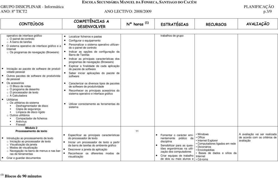 produtividade pessoal Outros pacotes de software de produtividade pessoal Os acessórios o O Bloco de notas o O programa de desenho o O processador de texto o A Calculadora Utilitários o Os