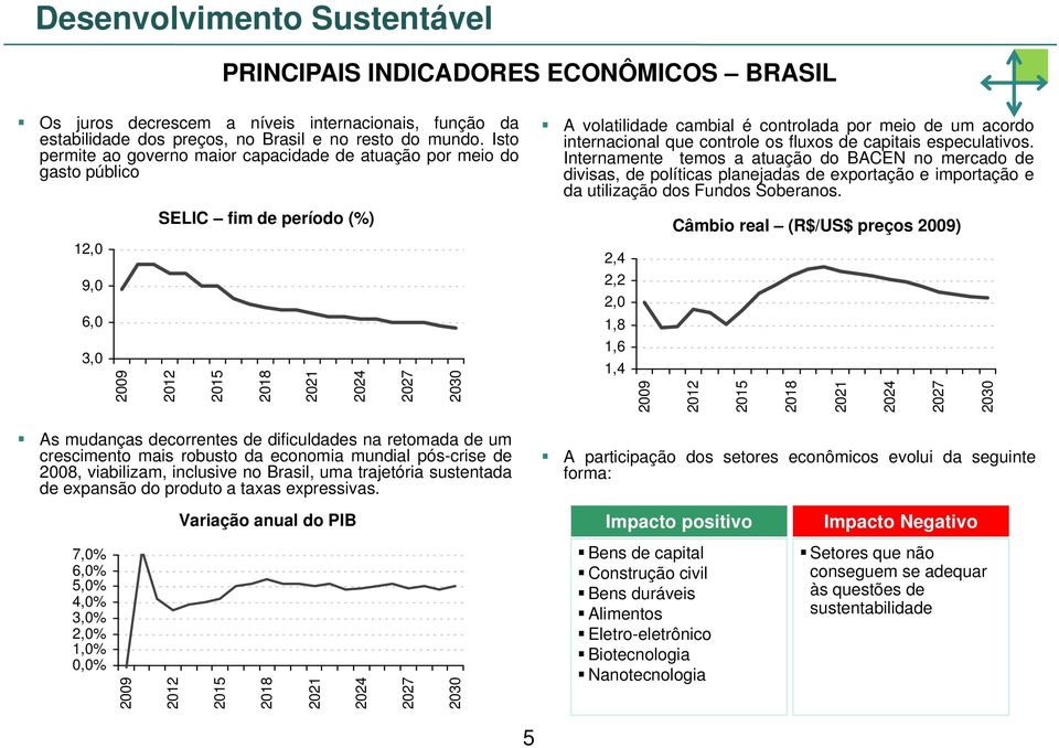 crescimento mais robusto da economia mundial pós-crise de 2008, viabilizam, inclusive no Brasil, uma trajetória sustentada de expansão do produto a taxas expressivas.