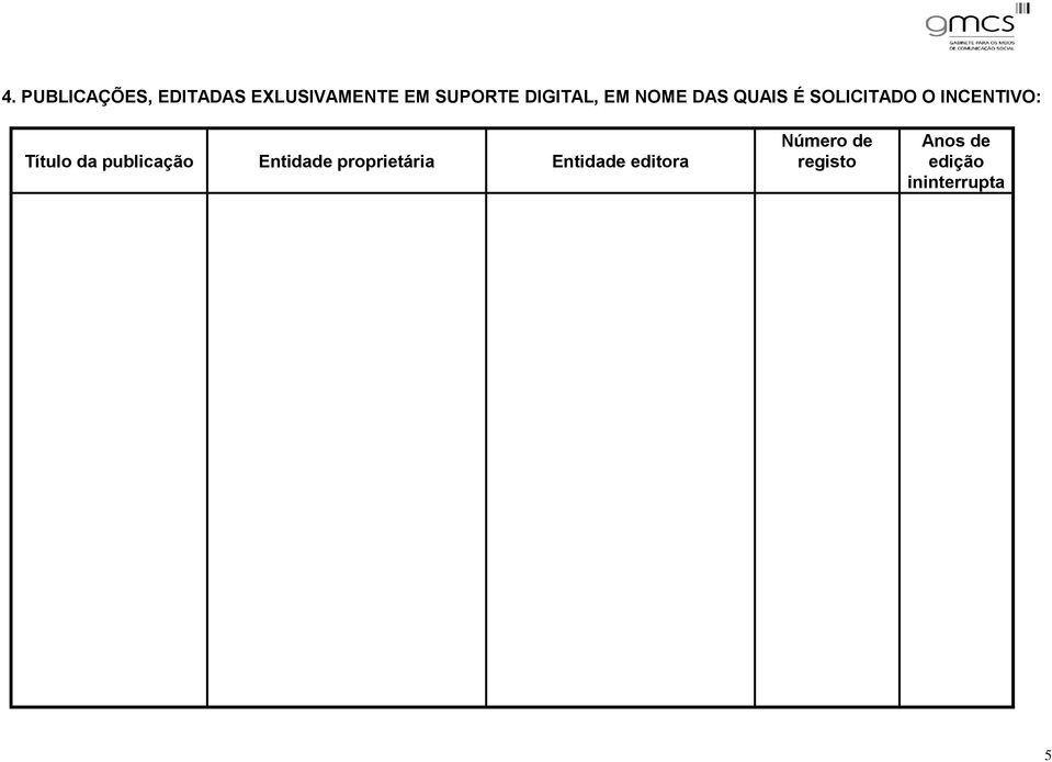 Título da publicação Entidade proprietária Entidade