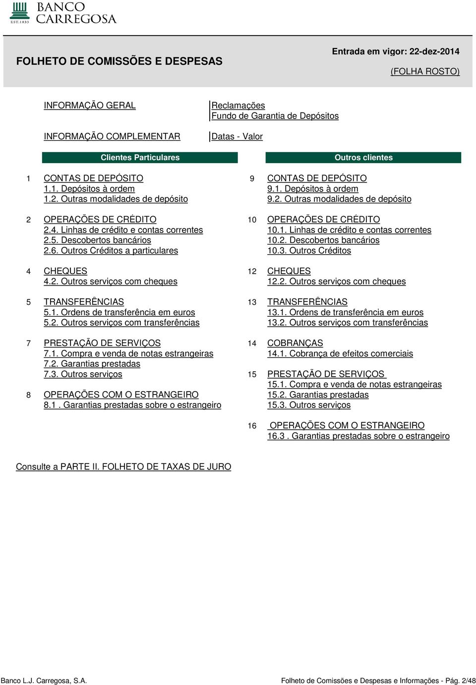 4. Linhas de crédito e contas correntes 10.1. Linhas de crédito e contas correntes 2.5. Descobertos bancários 10.2. Descobertos bancários 2.6. Outros Créditos a particulares 10.3.