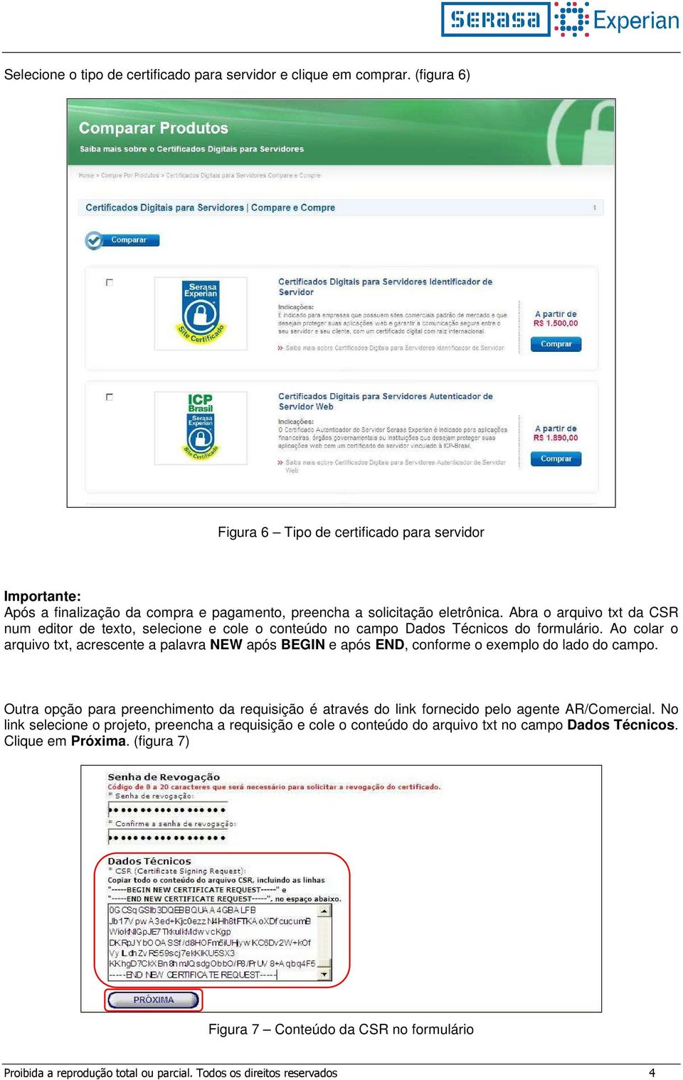 Abra o arquivo txt da CSR num editor de texto, selecione e cole o conteúdo no campo Dados Técnicos do formulário.