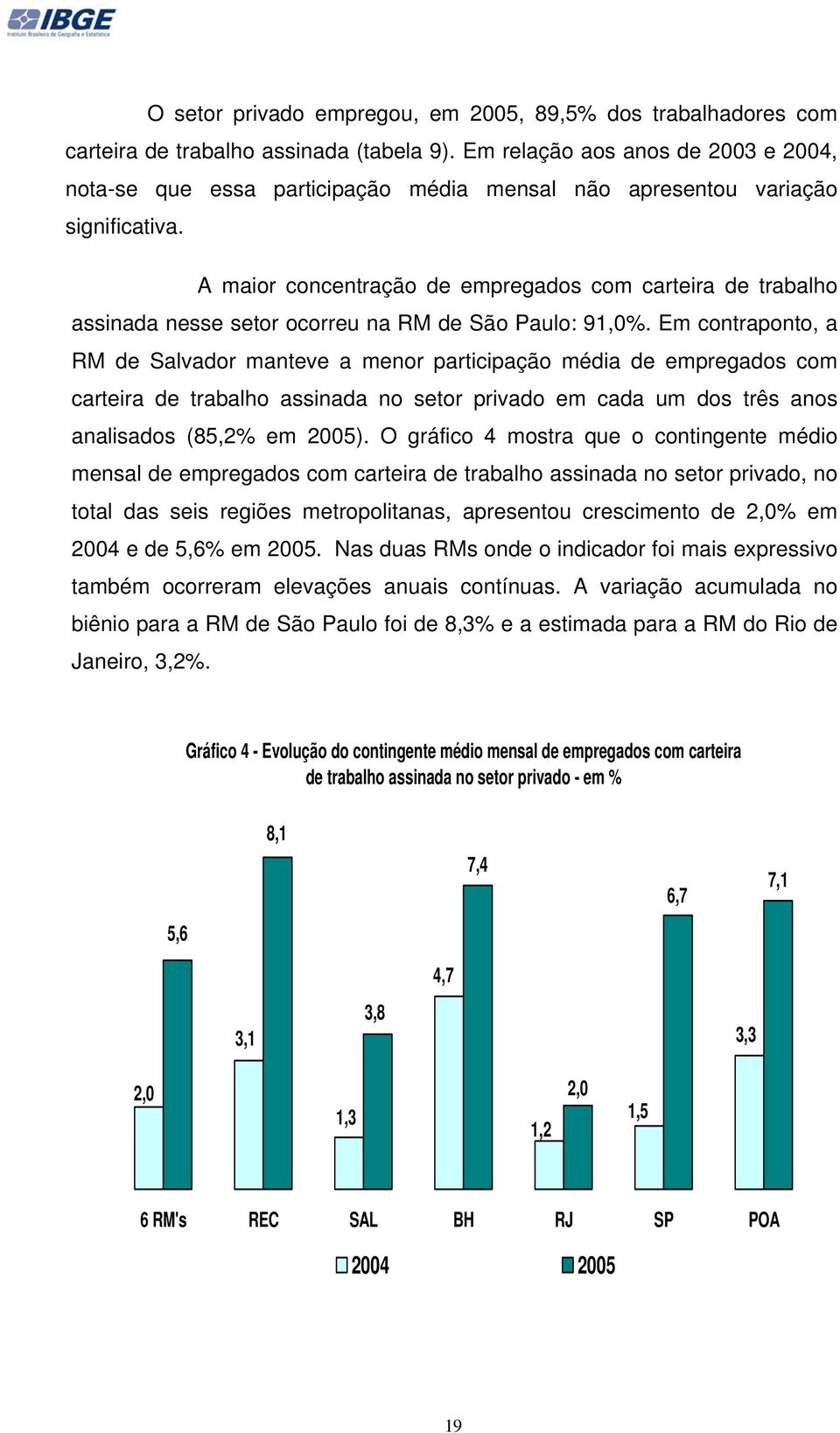 A maior concentração de empregados com carteira de trabalho assinada nesse setor ocorreu na RM de : 91,0%.