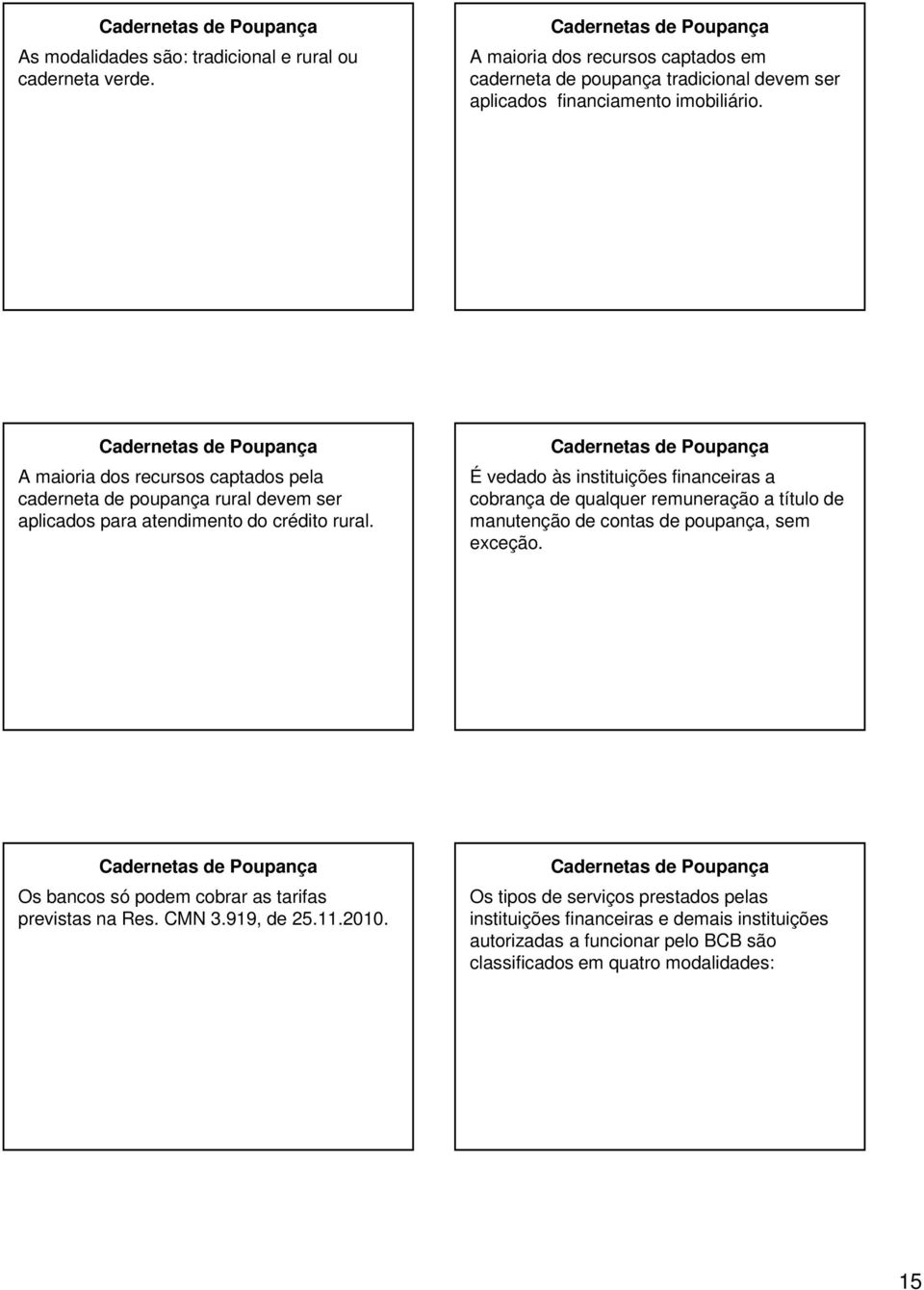 A maioria dos recursos captados pela caderneta de poupança rural devem ser aplicados para atendimento do crédito rural.