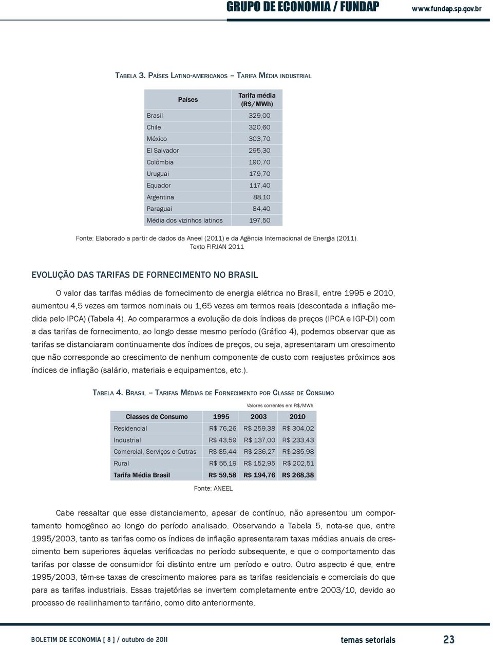 Paraguai 84,40 Média dos vizinhos latinos 197,50 Fonte: Elaborado a partir de dados da Aneel (2011) e da Agência Internacional de Energia (2011).