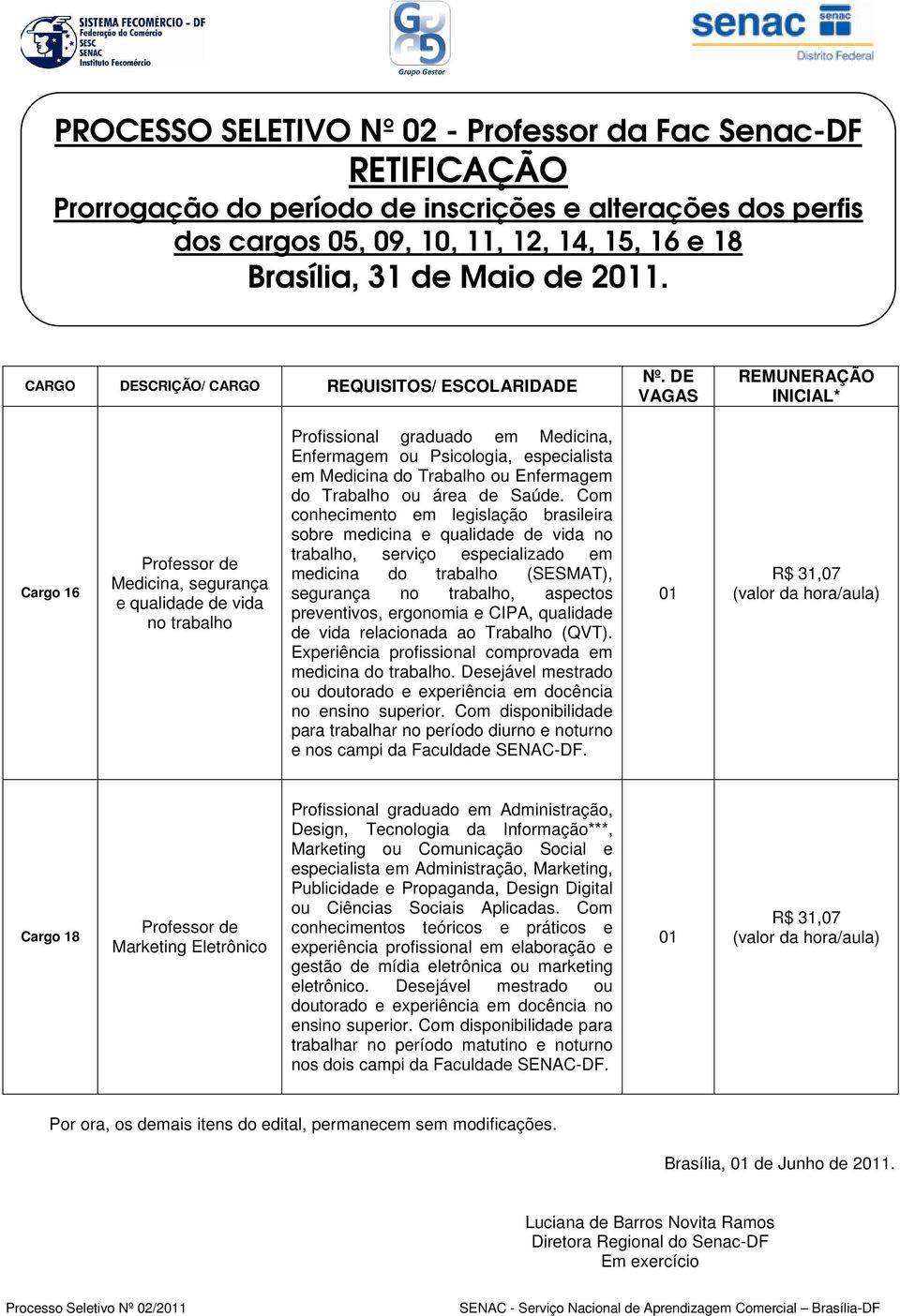 Com conhecimento em legislação brasileira sobre medicina e qualidade de vida no trabalho, serviço especializado em medicina do trabalho (SESMAT), segurança no trabalho, aspectos preventivos,