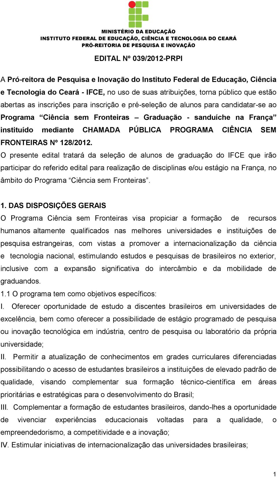 FRONTEIRAS Nº 128/2012.