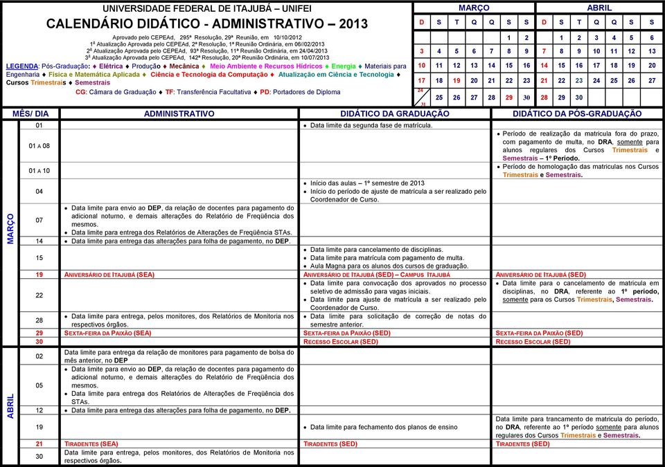 24 25 26 27 24 31 25 26 27 28 29 28 29 01 Data limite da segunda fase de matrícula.